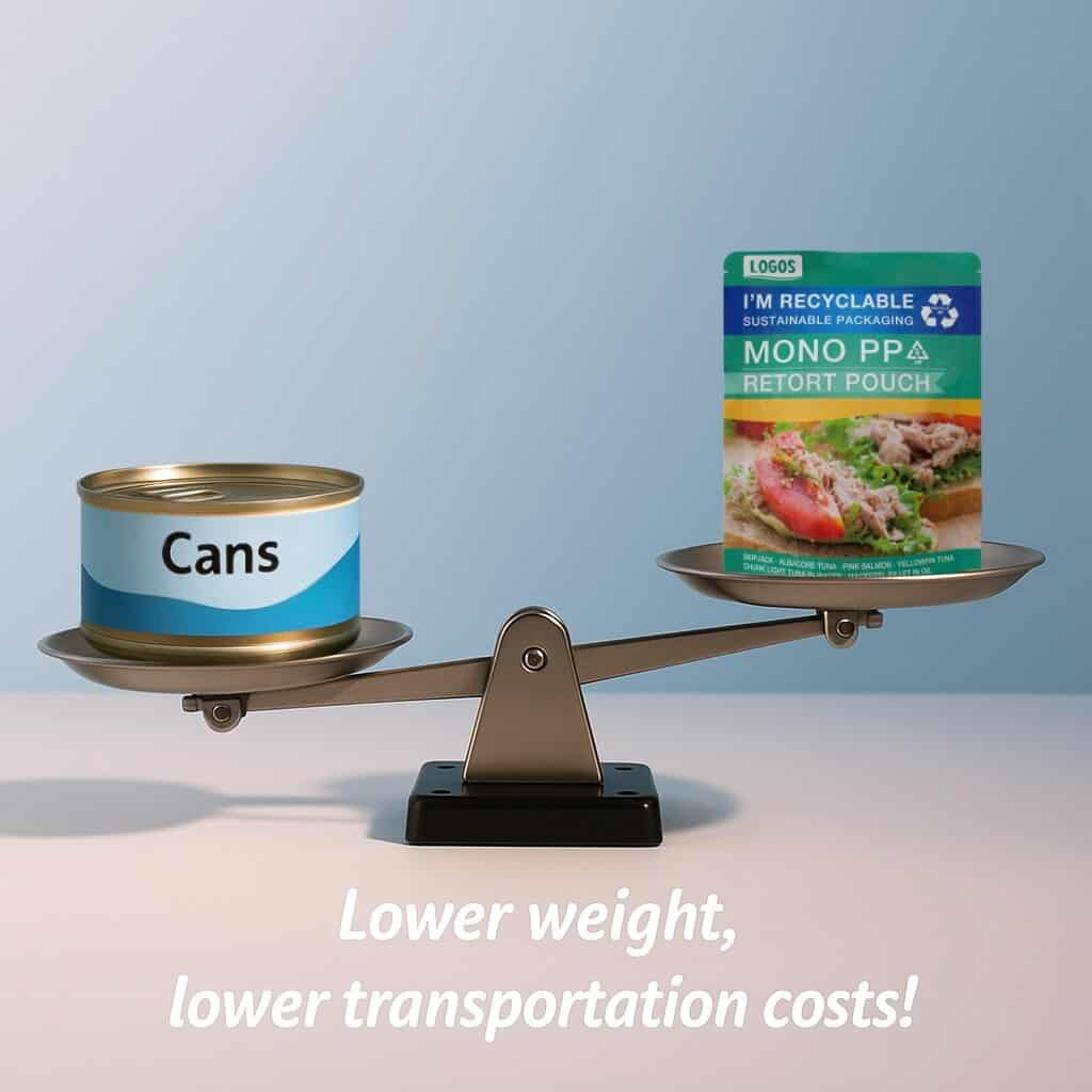 Infographic on packaging weight and transport cost.